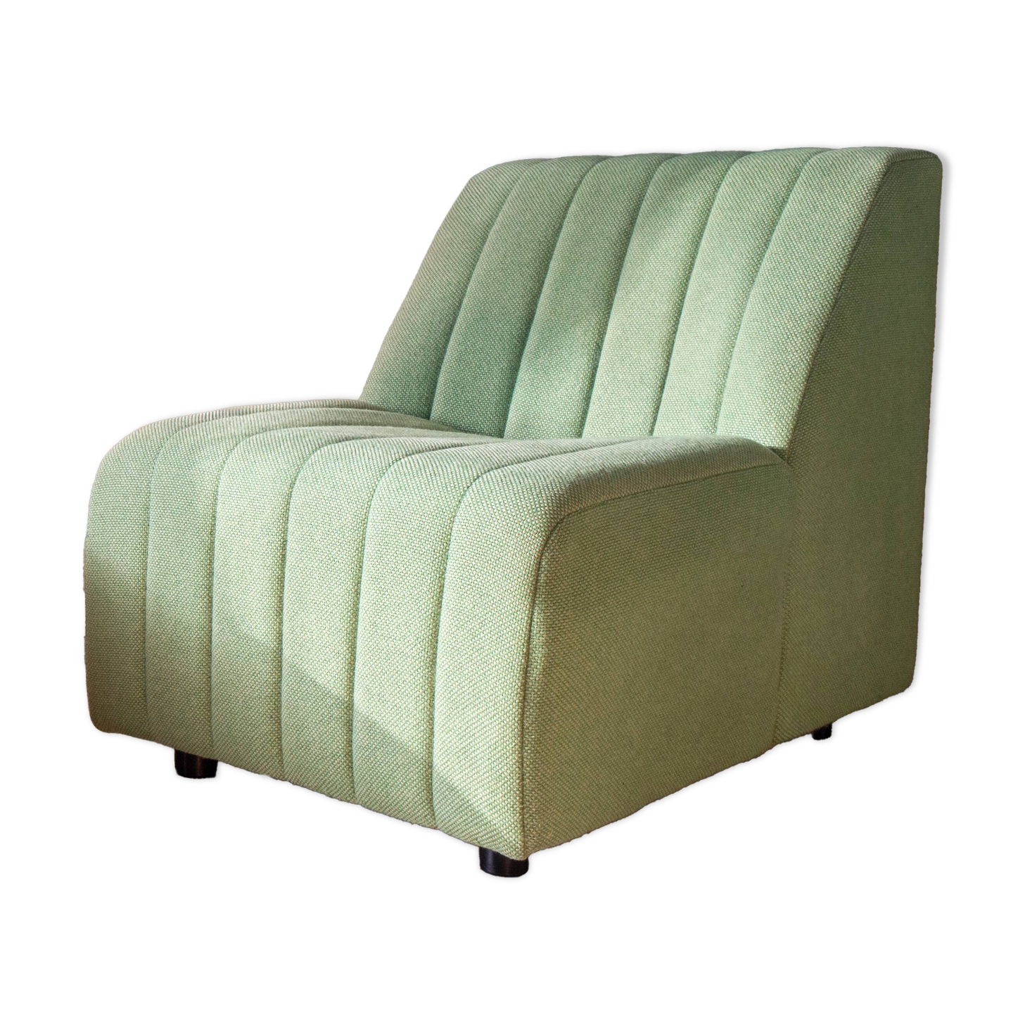 Armchair 1980s water green wool fabric