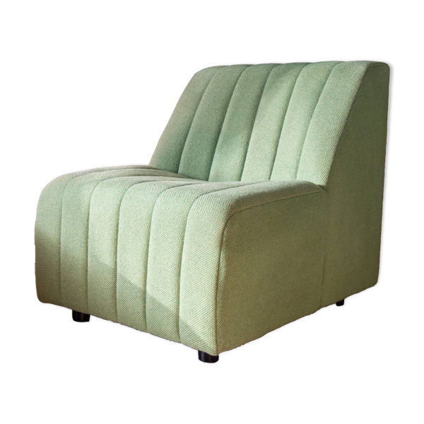Chauffeuse 1980 tissus laine vert d'eau