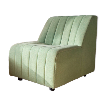 Armchair 1980s water green wool fabric