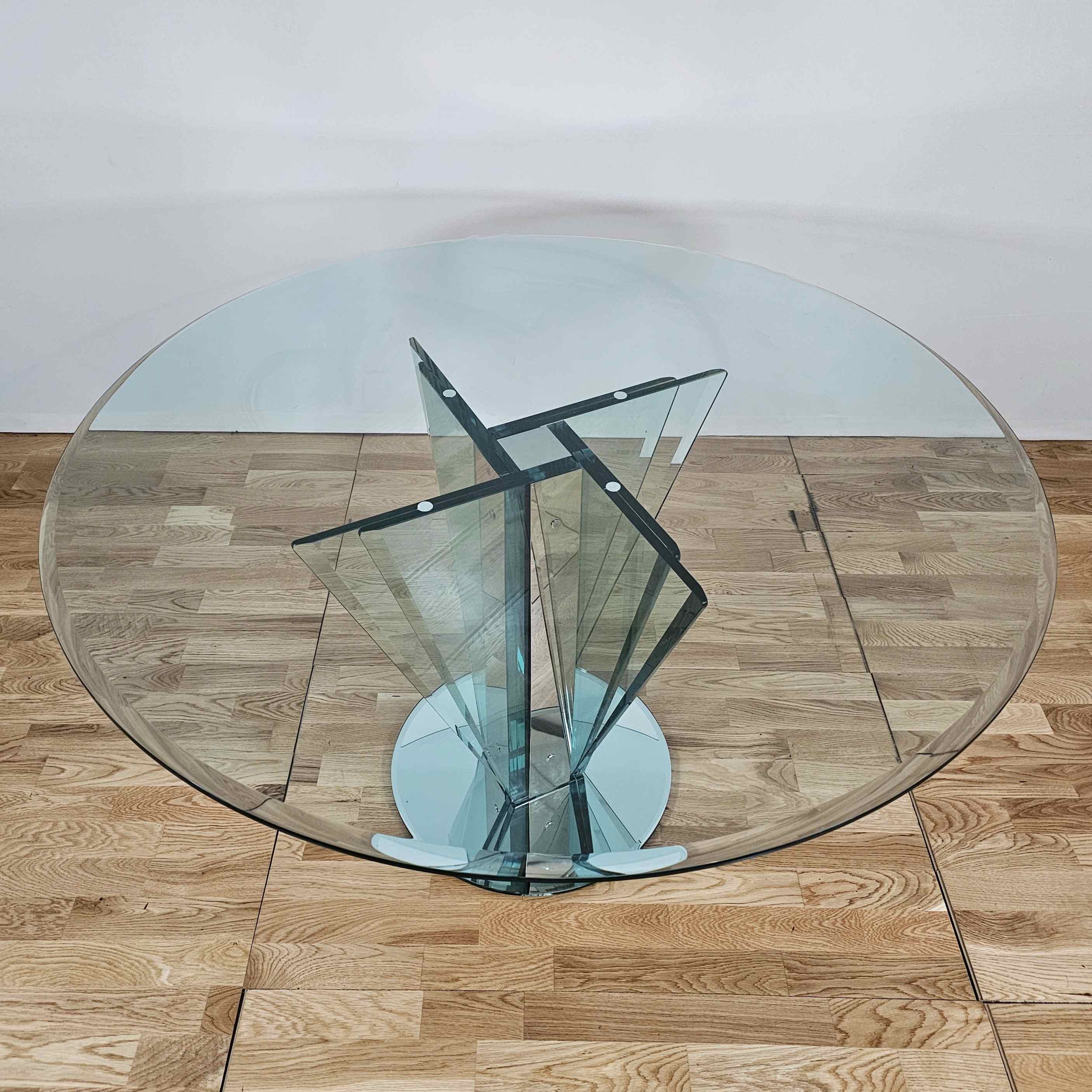 "Vaso" table in beveled glass, mirror and chrome, Gallotti & Radice, circa 1980