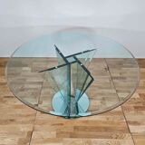 "Vaso" table in beveled glass, mirror and chrome, Gallotti & Radice, circa 1980