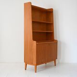 Vintage Scandinavian Elmwood Open Bookshelf Cabinet