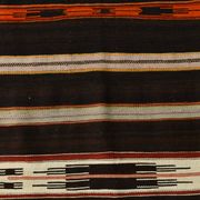 6x10 Dark Brown & Orange Strped Vintage Kilim Rug, 181x305Cm