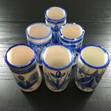 Lot 5 vases blue decoration signed