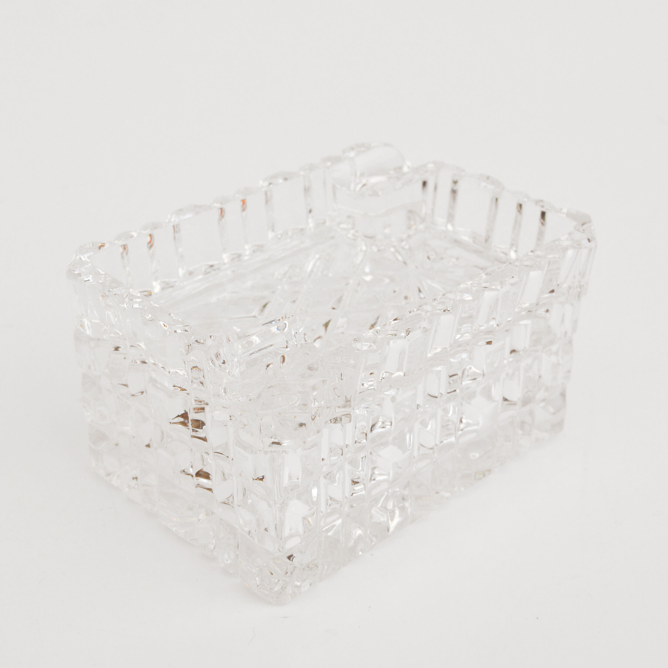 1980s crystal ashtray with cigarette case, Julia Glassworks, Poland