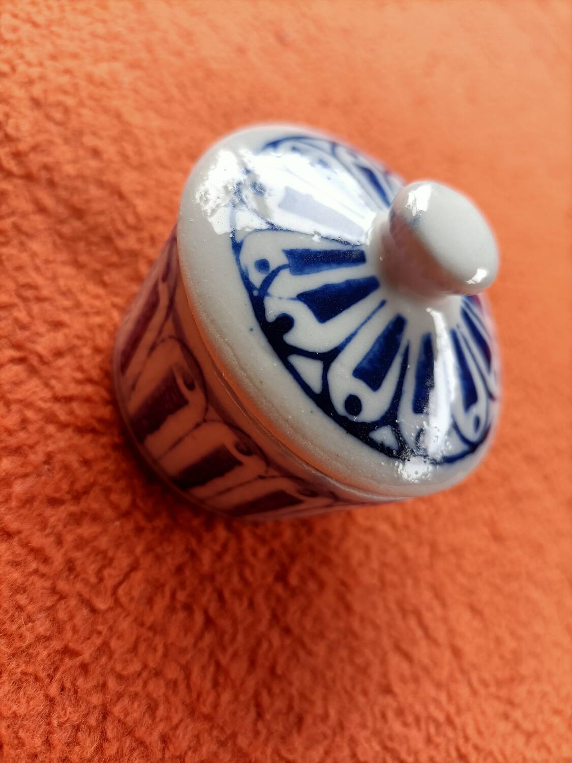 Small vintage blue ceramic box