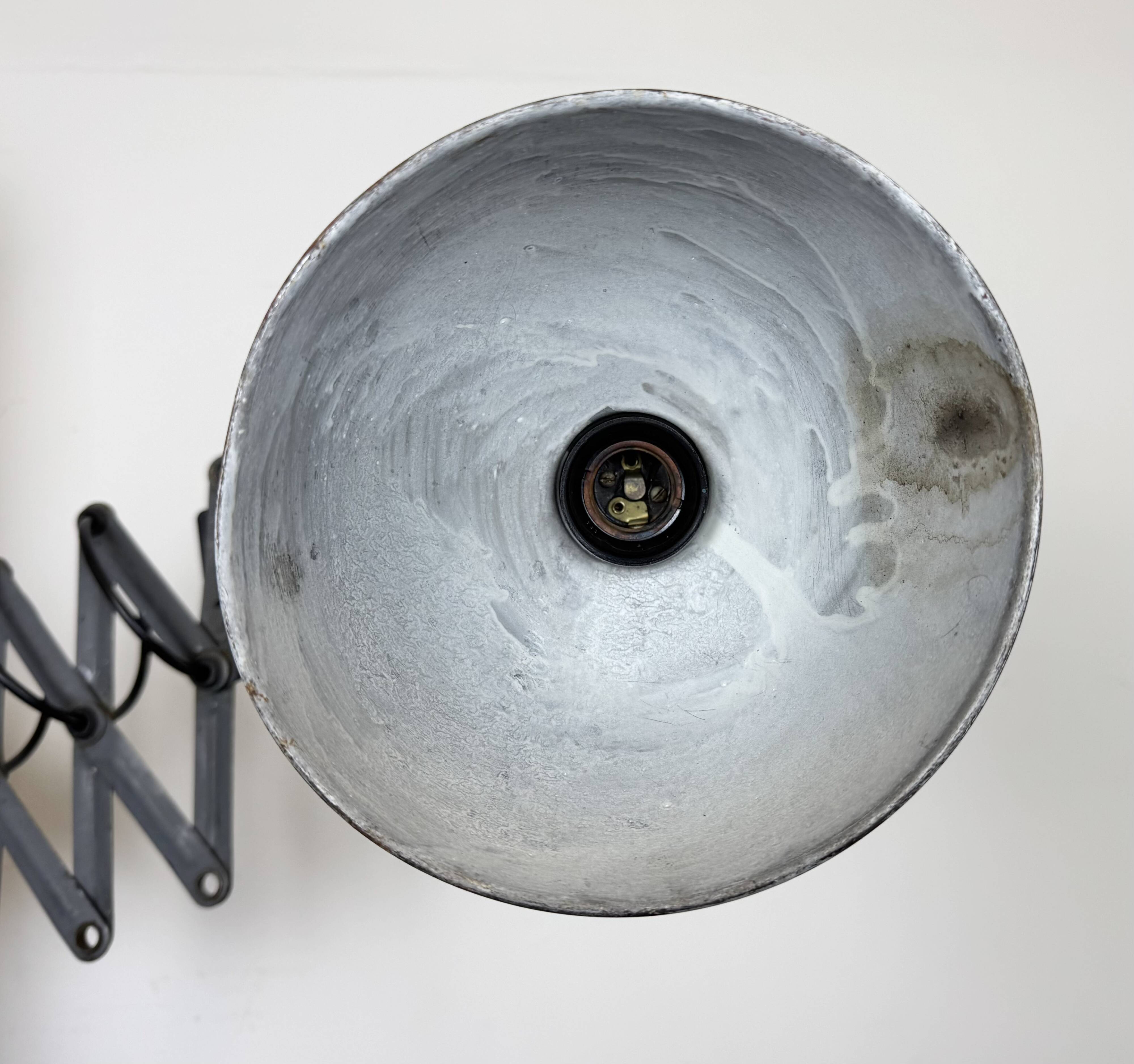 Grey Industrial Gooseneck Scissor Wall Lamp from Elektroinstala, 1960s