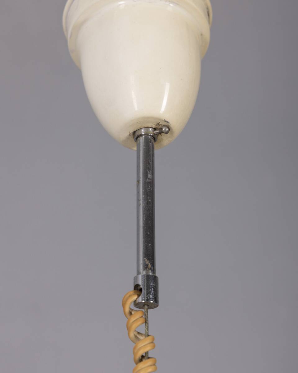 VINTAGE 1970S CHANDELIER IN WHITE AND YELLOW GLASS, ITALIAN DESIGN
