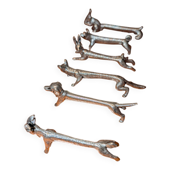 Set of 6 animal-shaped silver-plated knife rests