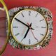 Vintage rectangular silent wall pendulum clock "FFR red flowers"