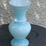 Large vintage pastel blue opaline vase