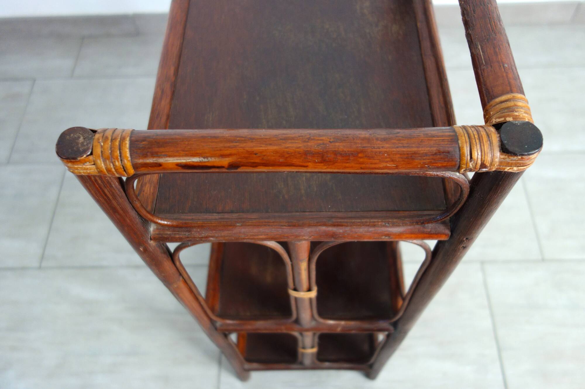 Vintage bamboo and rattan shelf