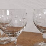 Set of 7 finely engraved vintage wine glasses
