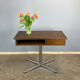 Swivel TV stand/side table, chrome frame with dark walnut, 1970s