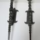 Pair of wall lamps torch glass flame and metal early XXth