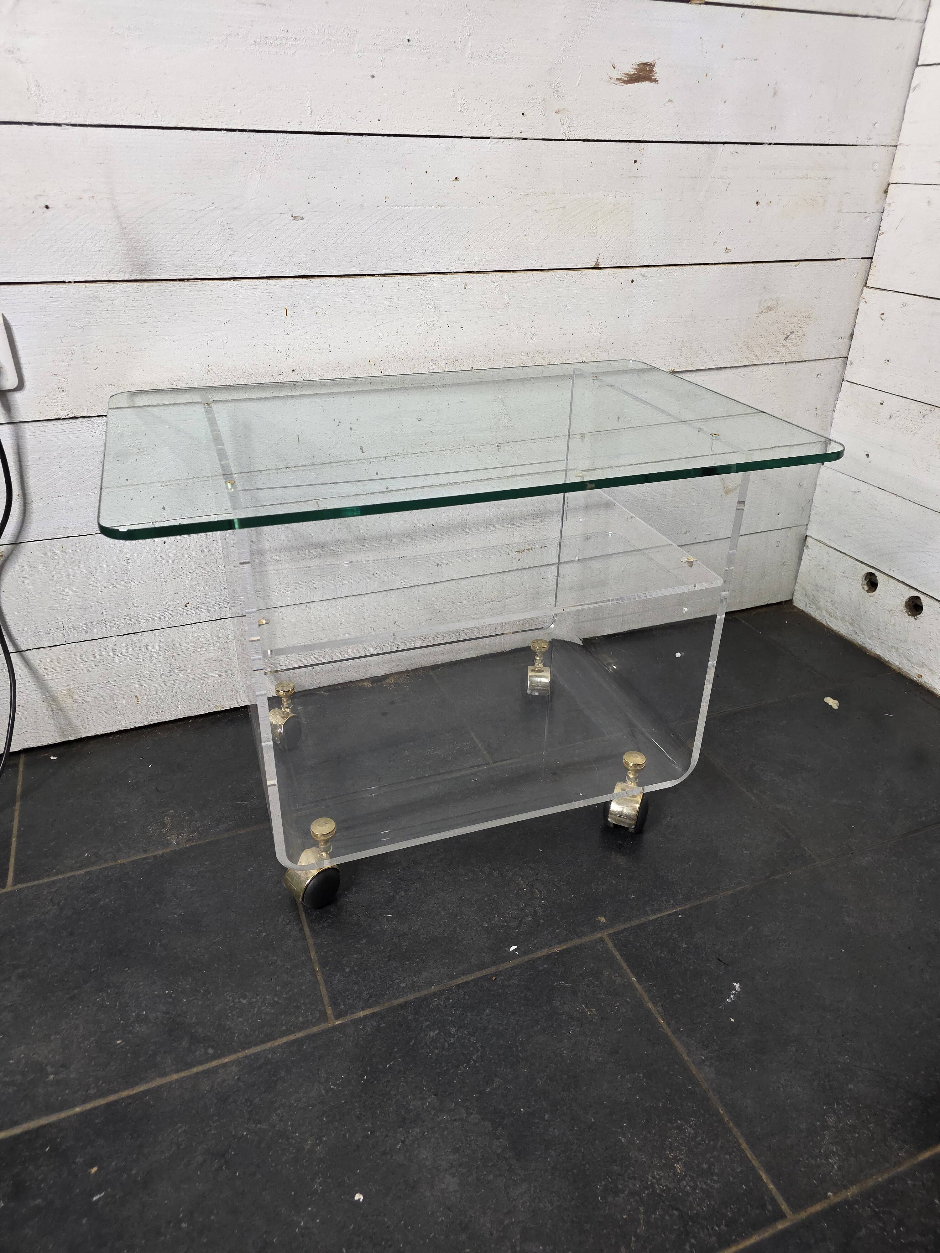 Vintage Plexiglas and Glass Coffee Table by David Lange 1970s