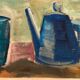 Large Original Swedish Oil on Panel – “Kettle Bowl and Glass” by Louis Zelig – Signed – Vintage & Framed – 40 × 80 cm (15.7" × 31.5")