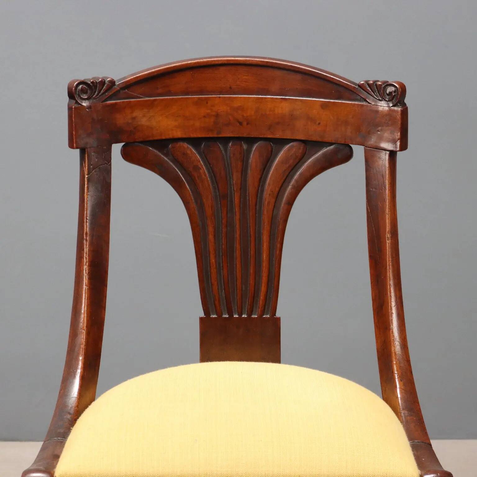 Antique Louis-Philippe walnut chairs, Italy, 19th century