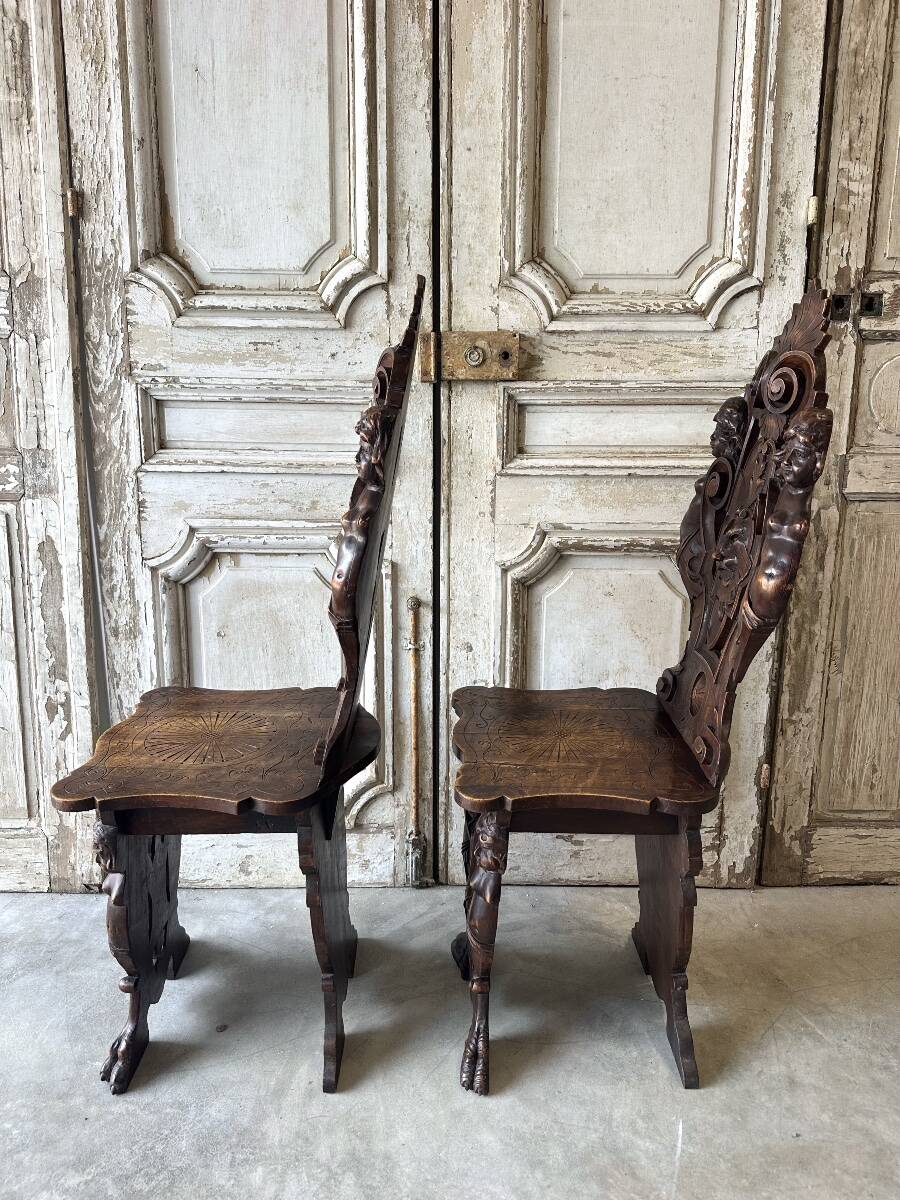 Pair of walnut chairs circa 1880
