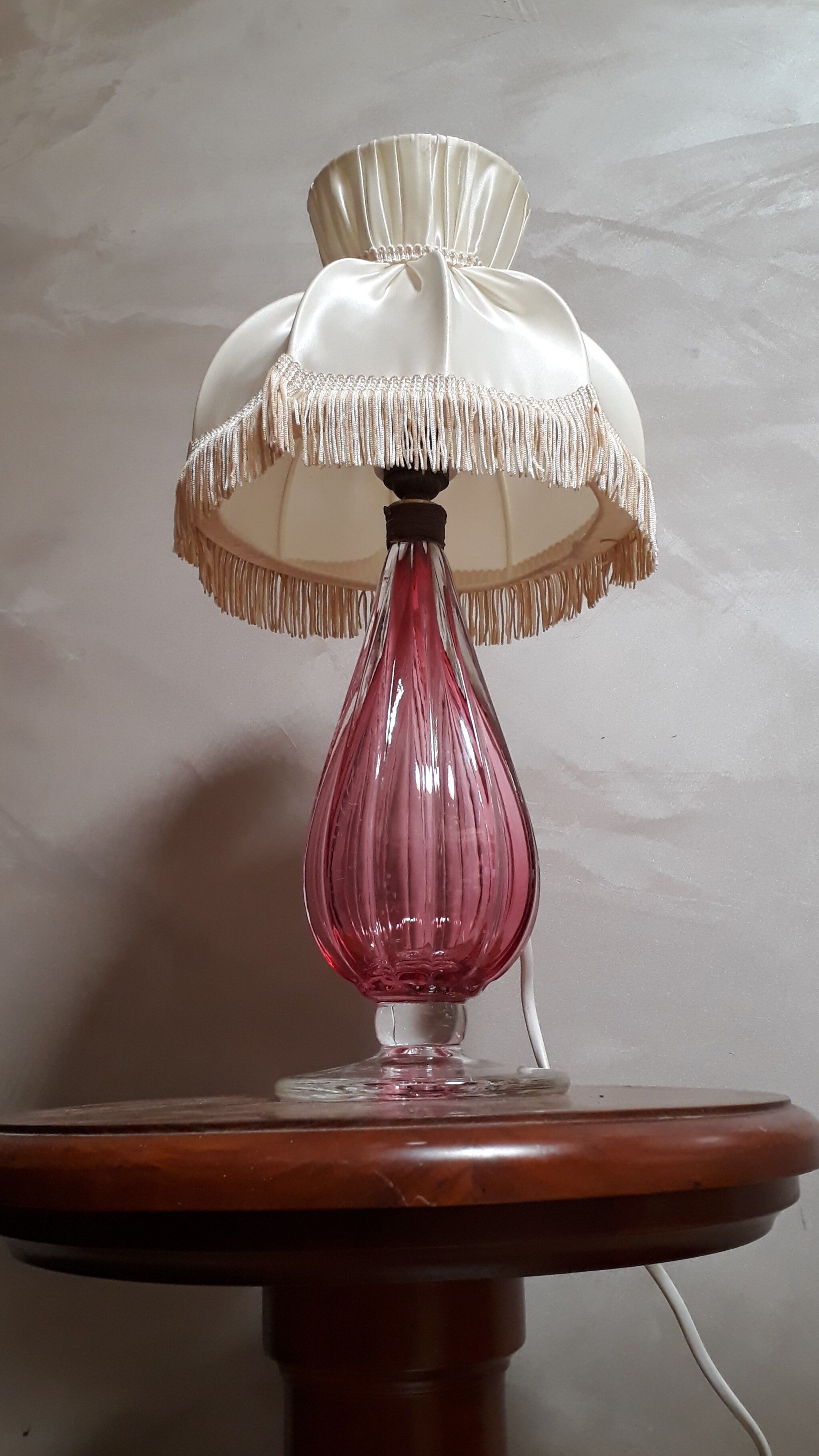 murano lamp glass blown pink Italy 1950 a 60