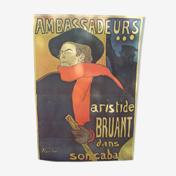Affiche Aristide Bruant aux Ambassadeurs par Toulouse-Lautrec