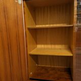 High sideboard, display cabinet and secretary, Scandinavian in teak, France around 1960.