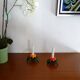 Paire de bougeoirs fleurs en verre Murano