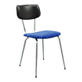 Chrome chair from the 70s – seat in electric blue velvet.