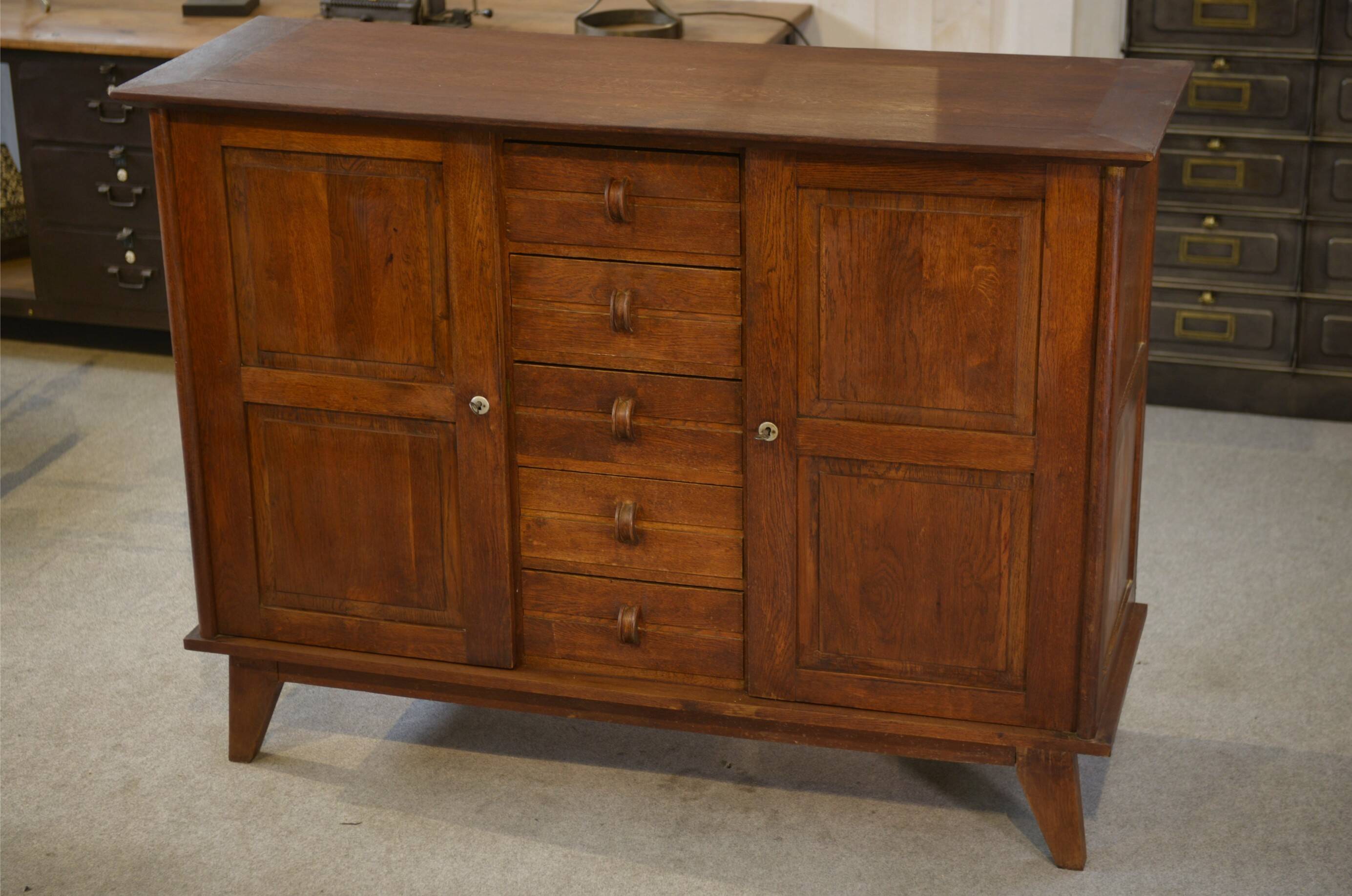 Oak buffet reconstruction by René Gabriel 1940s