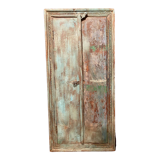 Old Indian window in blue lacquered wood