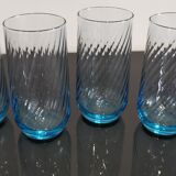 4 blue tourbillon water/orangeade glasses