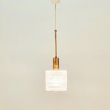 Mid-Century Scandinavian Crystal Glass & Brass Ceiling Light by Fagerlund