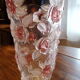 Glass vase molded pink flowers and opaque foliage "Original Waltherglas made in Germany"