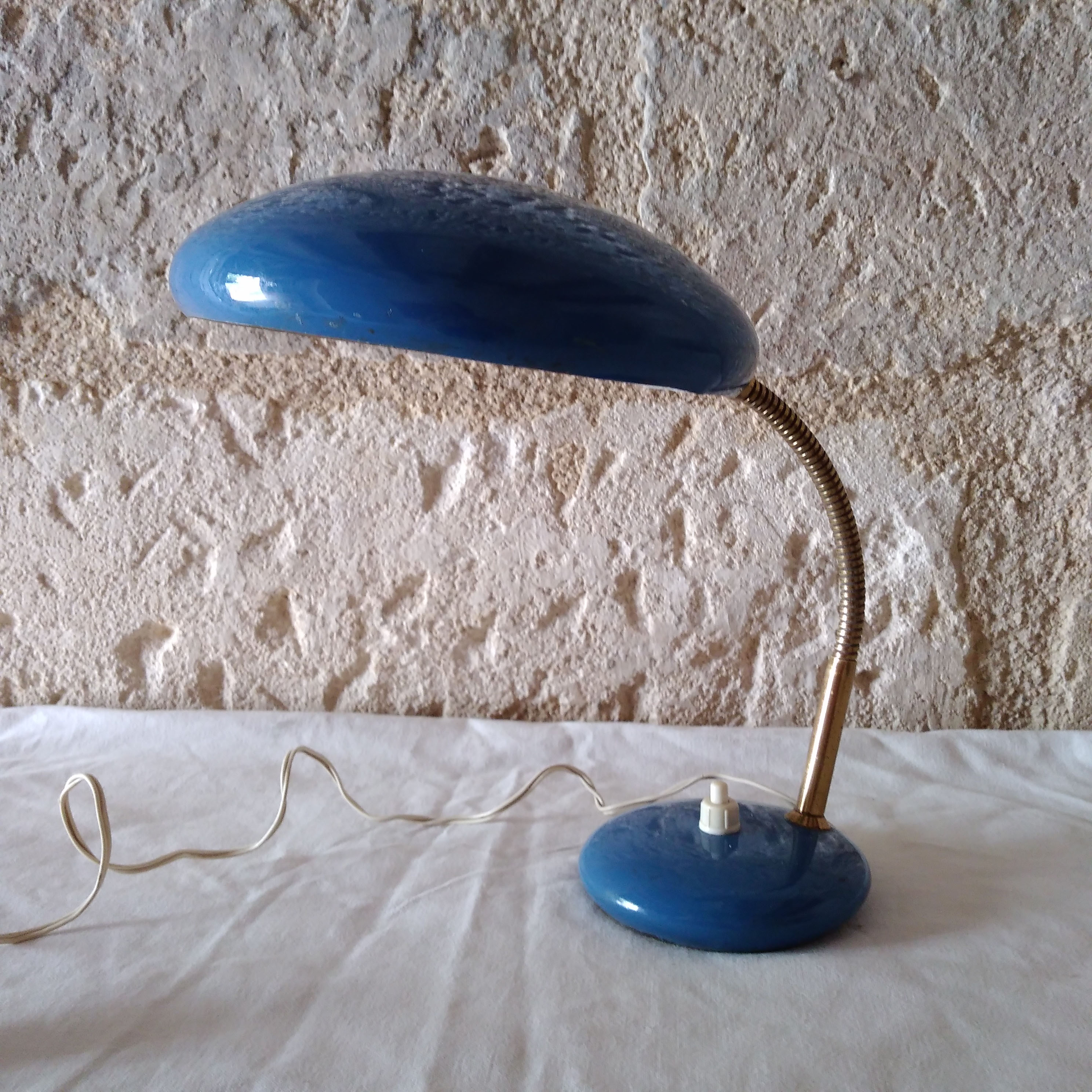 Italian blue metal desk lamp 1960
