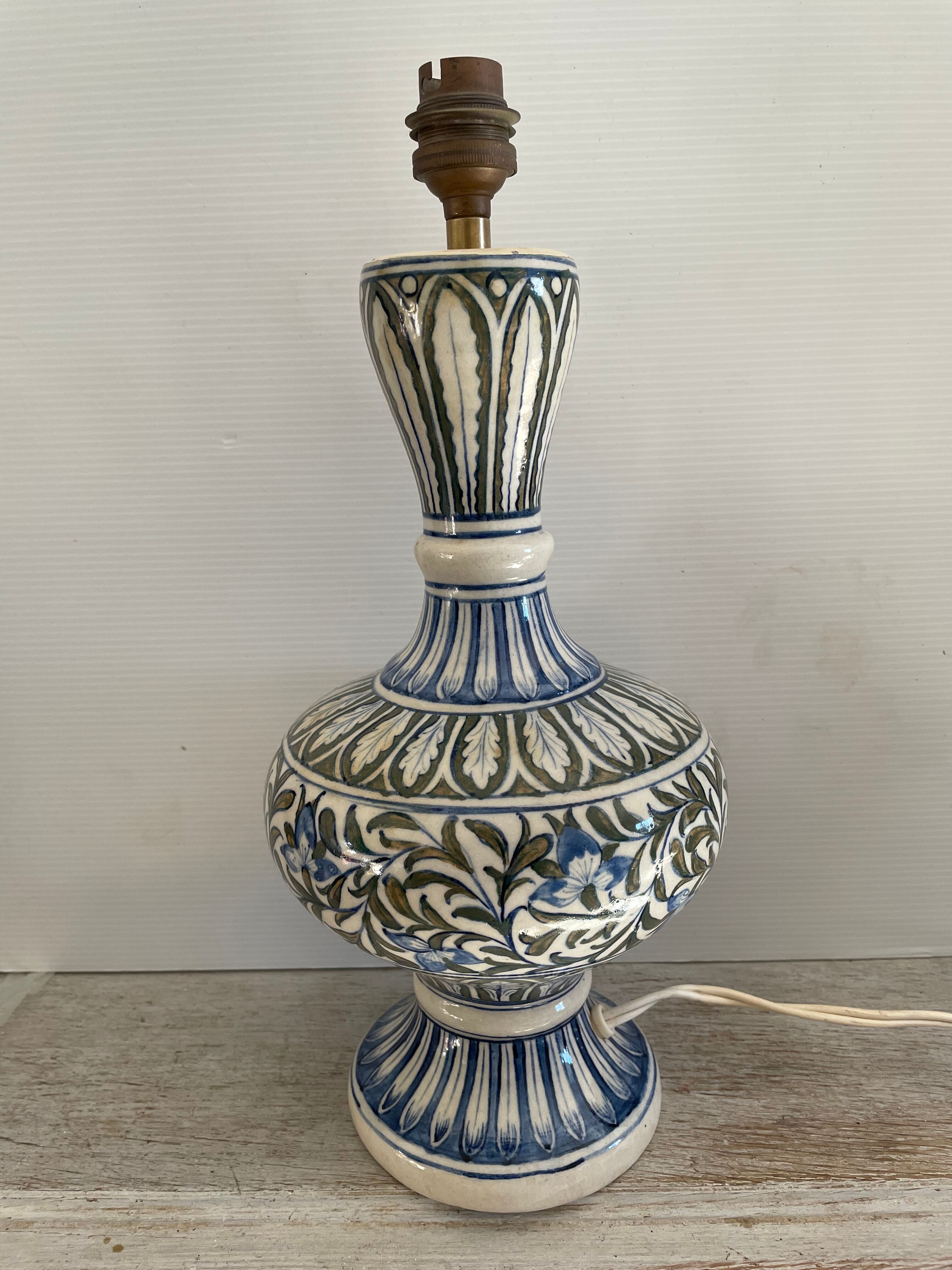 Old Hand-painted ceramic lamp