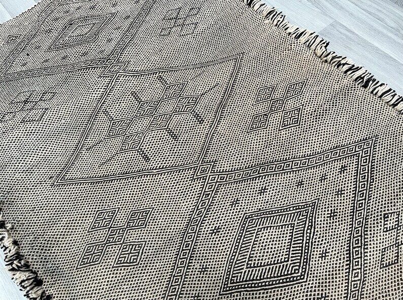 Tapis marocain Zanafi, tapis scandinave, décor du milieu du siècle, meubles du milieu du siècle