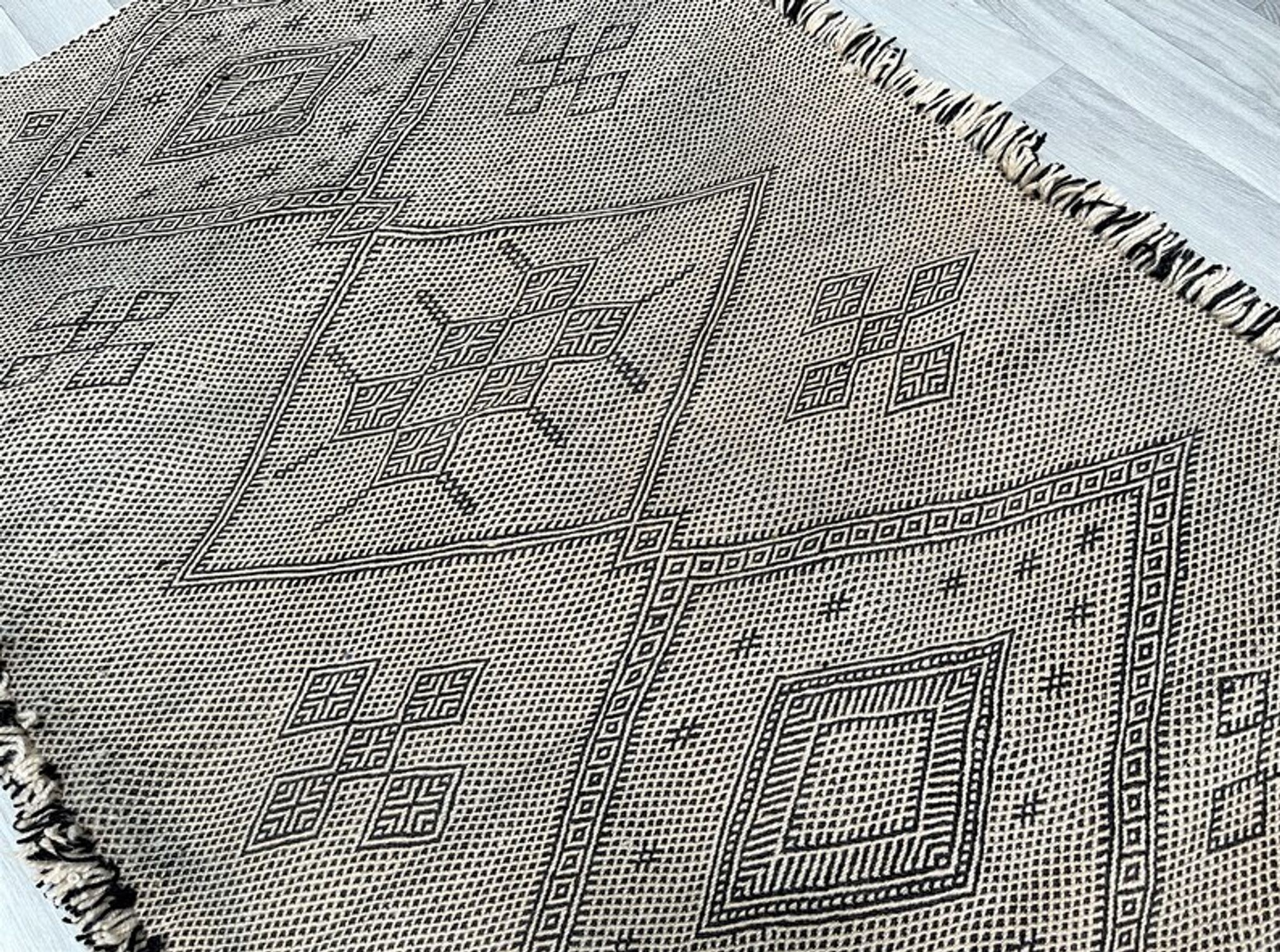 Moroccan Zanafi rug, Scandinavian rug, mid century decor, mid century furniture