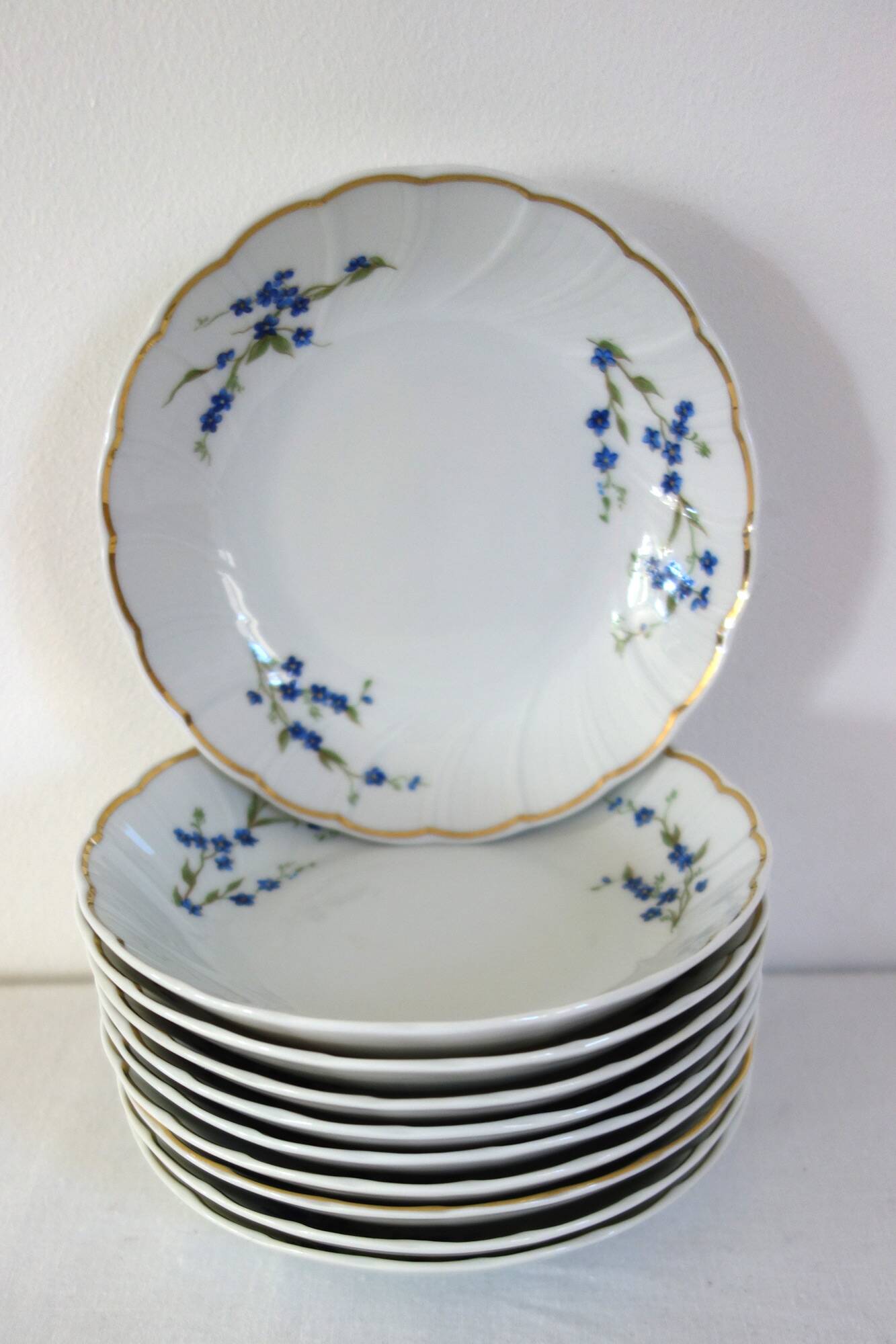 10 Bernardaud Limoges porcelain forget-me-not fruit dessert bowls
