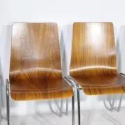 Mid-Century Shell Chairs in Teak and Metal Set of 4, 1970s