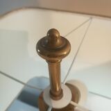 Bronze and brass water lily lamp signed