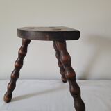 Tripod stool with turned wooden legs