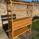 Vintage 1960s rattan and oak shelf by Louis Sognot