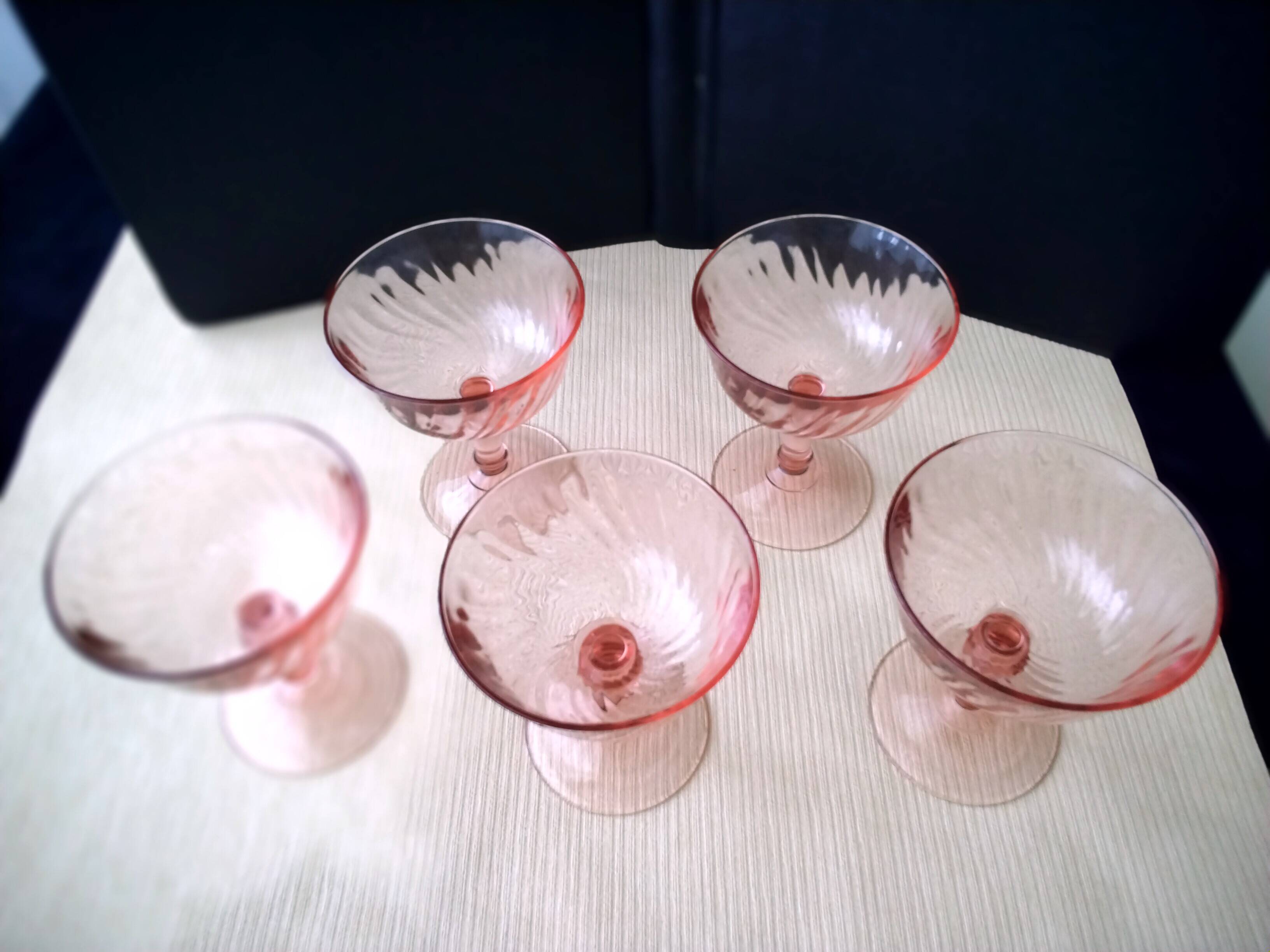 5 Vintage Luminarc Champagne Glasses Rosaline Model