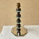 Art deco mirror glass & wood lamp base modernist design