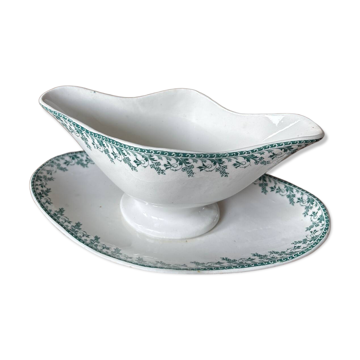 Saucière sur dormant en Terre de Fer Gien modèle Montigny vert