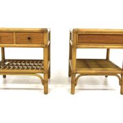 Set of 2 rattan bedside tables, Dux, Sweden, 1960
