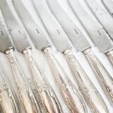 Set of 11 vintage knives, steel blades and silver handles