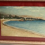 Daloni, pair of watercolors of the Mediterranean seaside, 20th century frame