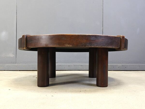 Table basse ronde en céramique de Vallauris par Barrois, années 1960