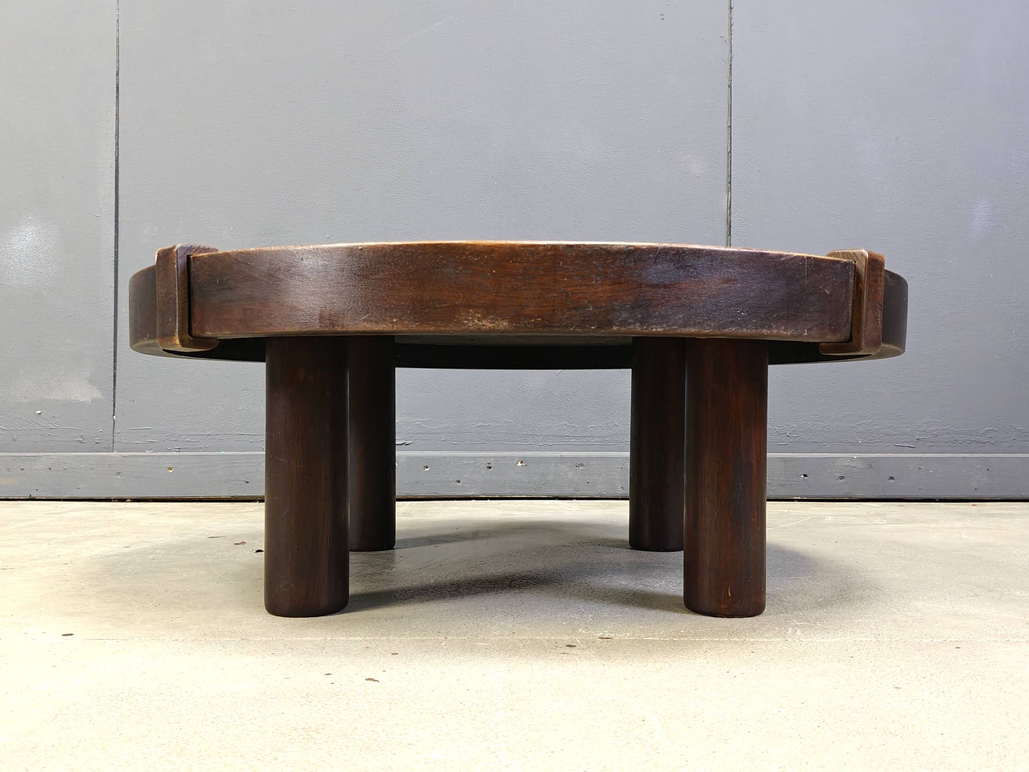 Round Vallauris ceramic coffee table by Barrois, 1960s